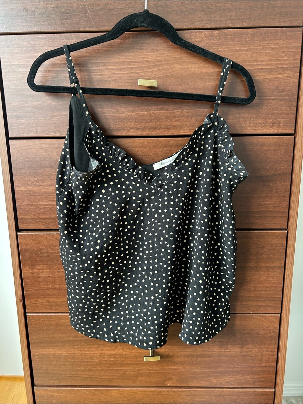 The Impeccable Pig Black Polka Dot Spaghetti Strap Cami